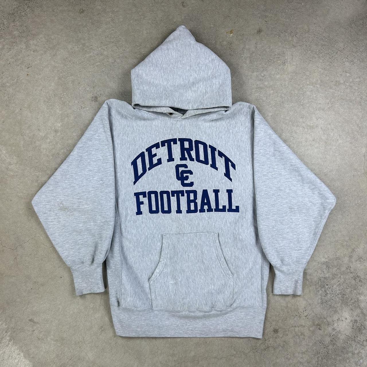 Vintage 90s Gray Champion Reverse Weave Detroit... - Depop