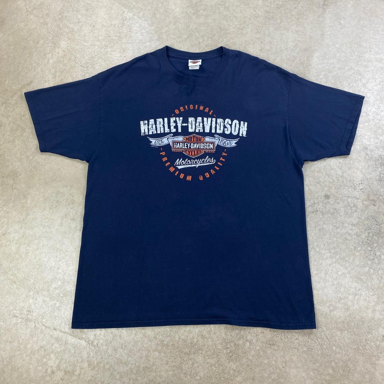 Vintage Y2K Navy Blue Harley Davidson USA Hot Rod... - Depop