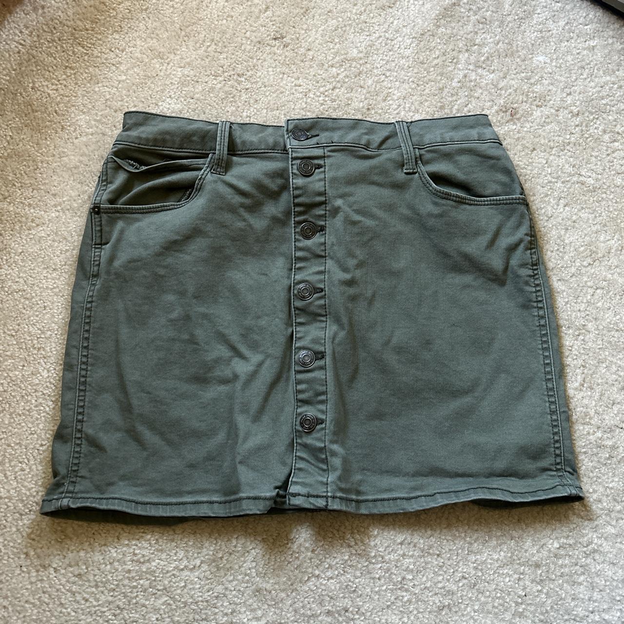 Army Green Jean Skirt Depop