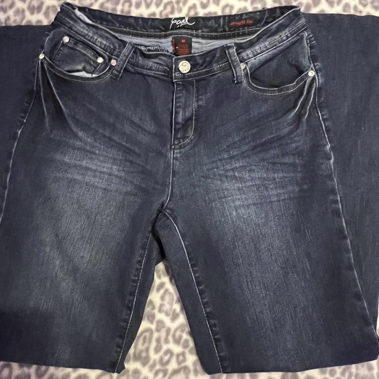 straight y2k badazzled jeans tag says 10 but fits... - Depop