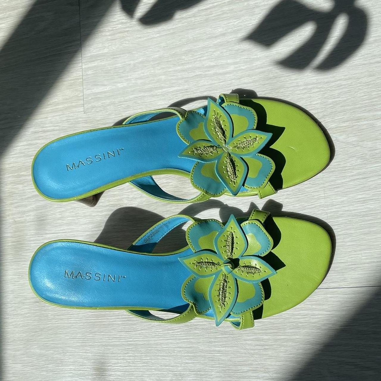 Women's Green and Blue Sandals | Depop