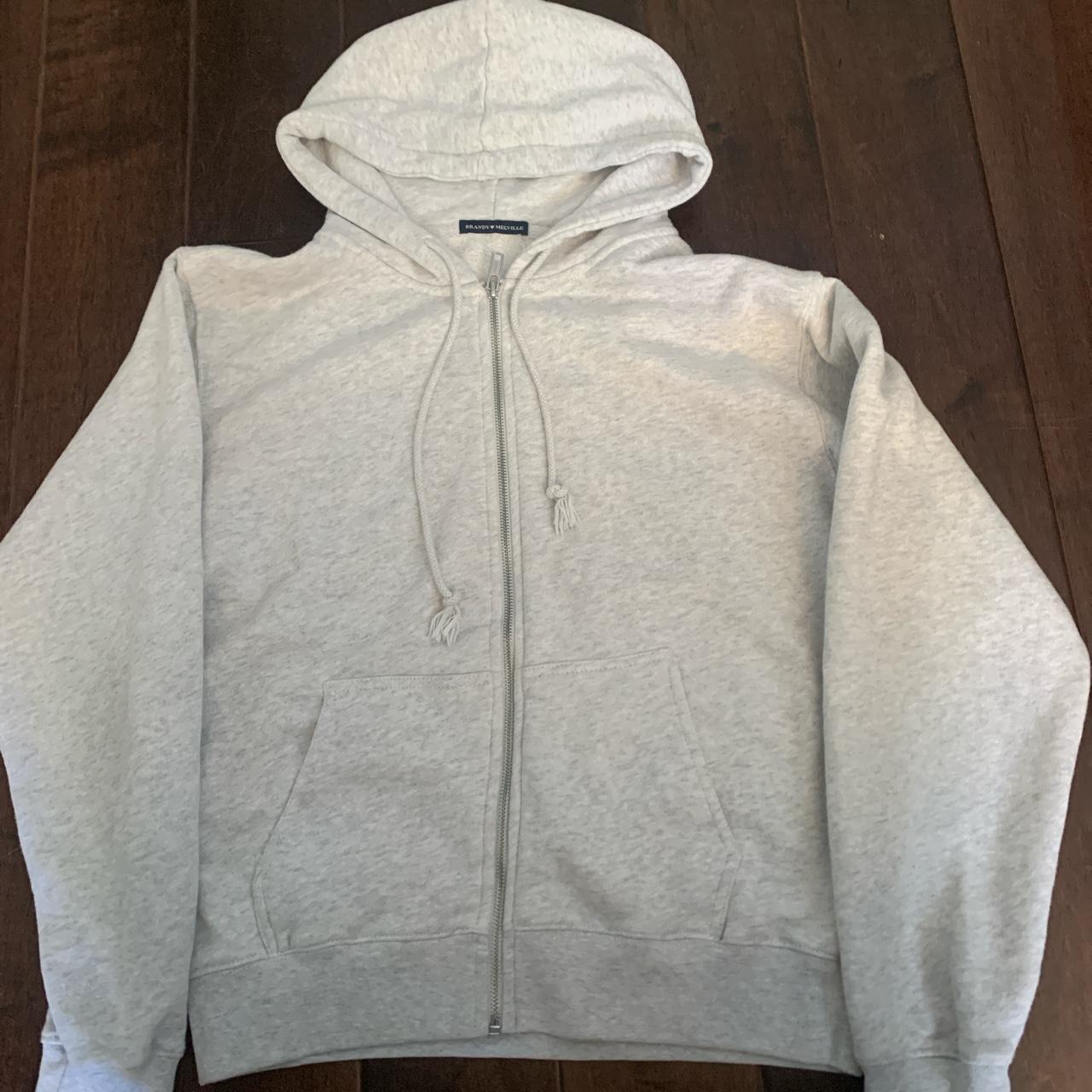 Brandy Melville Christy Hoodie - light grey / I... - Depop