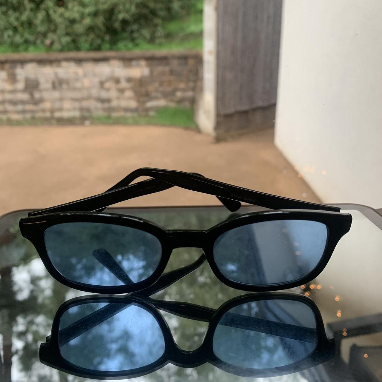 Urban Outfitters Women's Black and Blue Sunglasses Depop