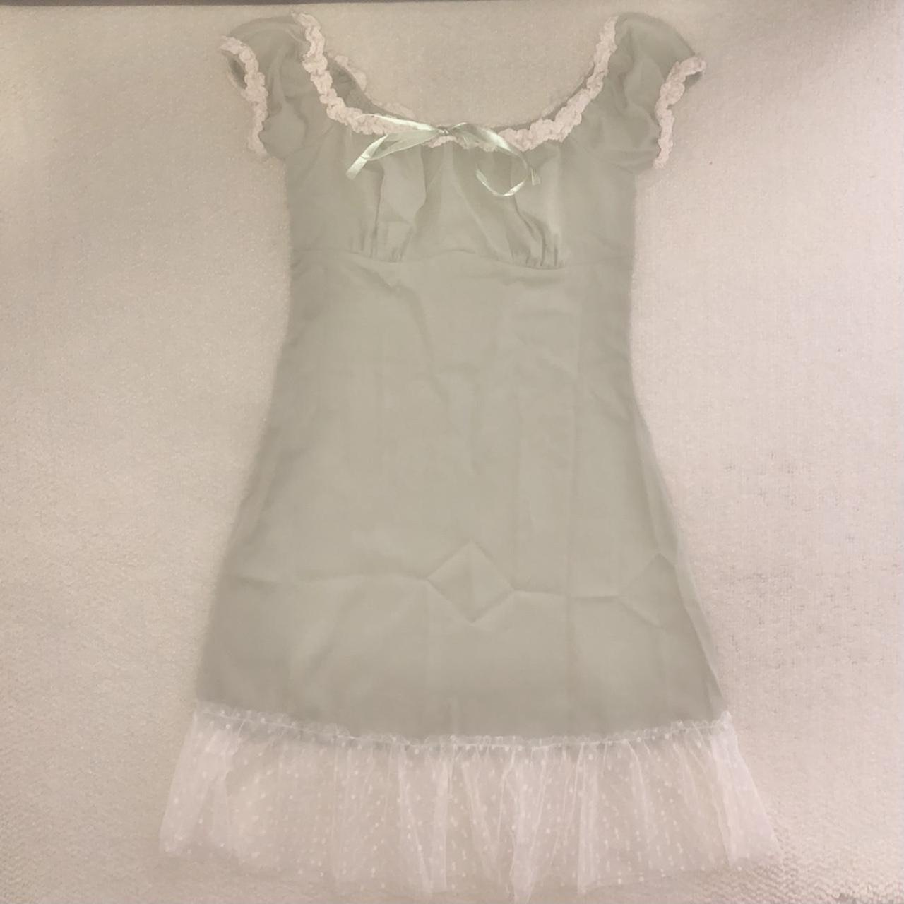 Light green flowy dainty dress w/ frills & lacing... Depop