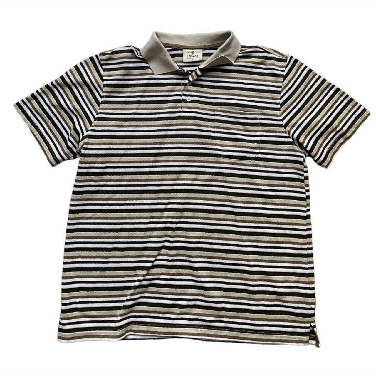 super sick striped mens polo shirt!! • size large... - Depop