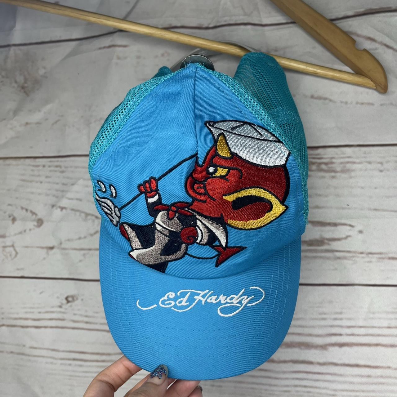 Ed Hardy Vintage Koi Fish Embroidered Trucker Hat - Depop