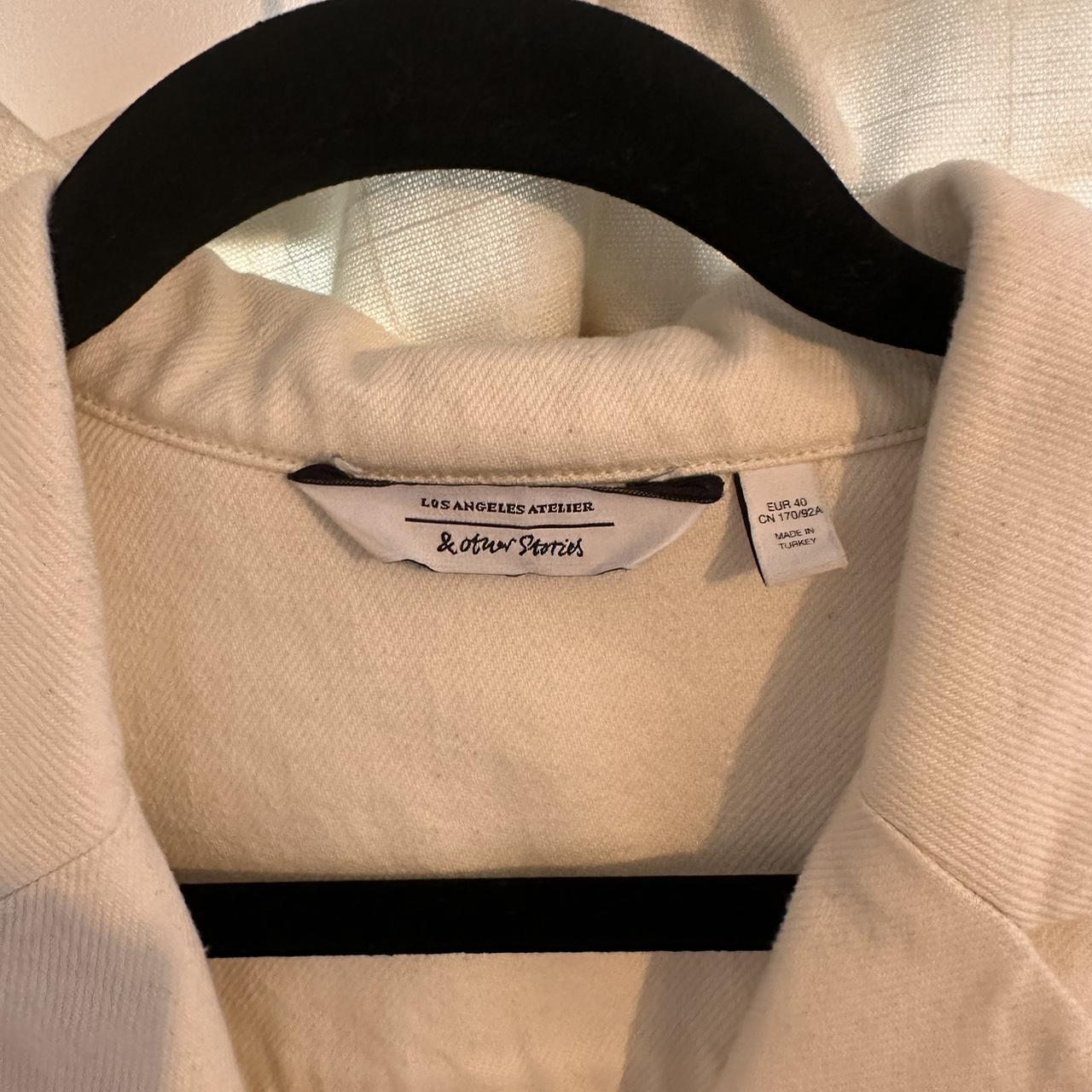 Cream denim jumpsuit boilersuit & other stories size... Depop