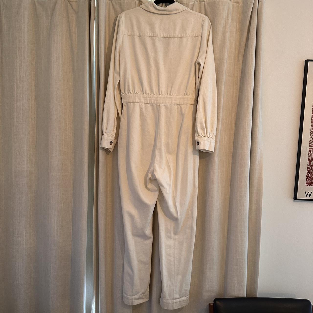 Cream denim jumpsuit boilersuit & other stories size... Depop