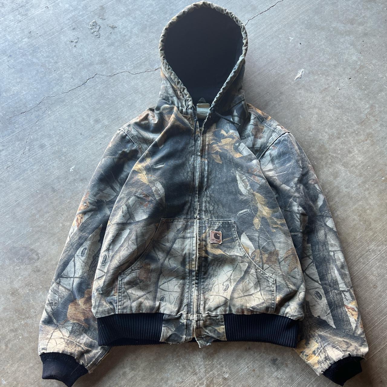 Vintage 90’s camo carhartt jacket Size M zipper... - Depop