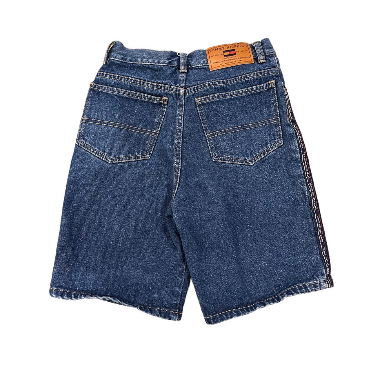 Vintage Tommy Hilfiger dark wash denim shorts/jorts.... - Depop