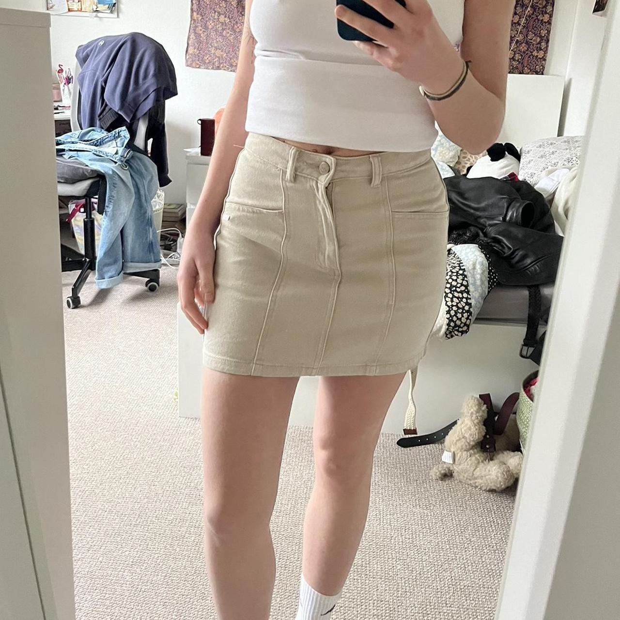 pull bear denim mini skirt, beige/