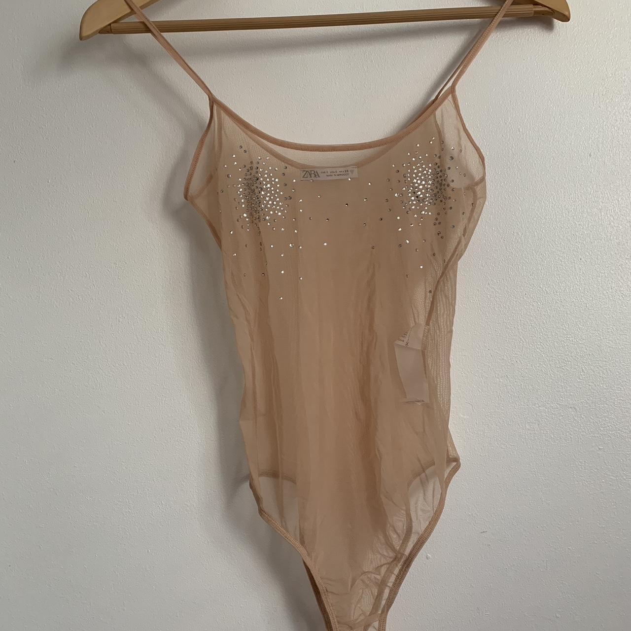 zara rhinestone bodysuit it’s see through cute... Depop
