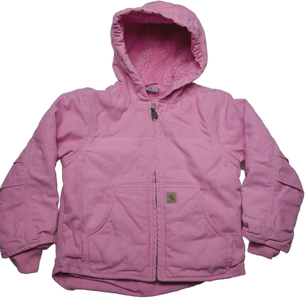Carhartt Pink Duck Canvas Coat Kids Girls Size XXS... - Depop