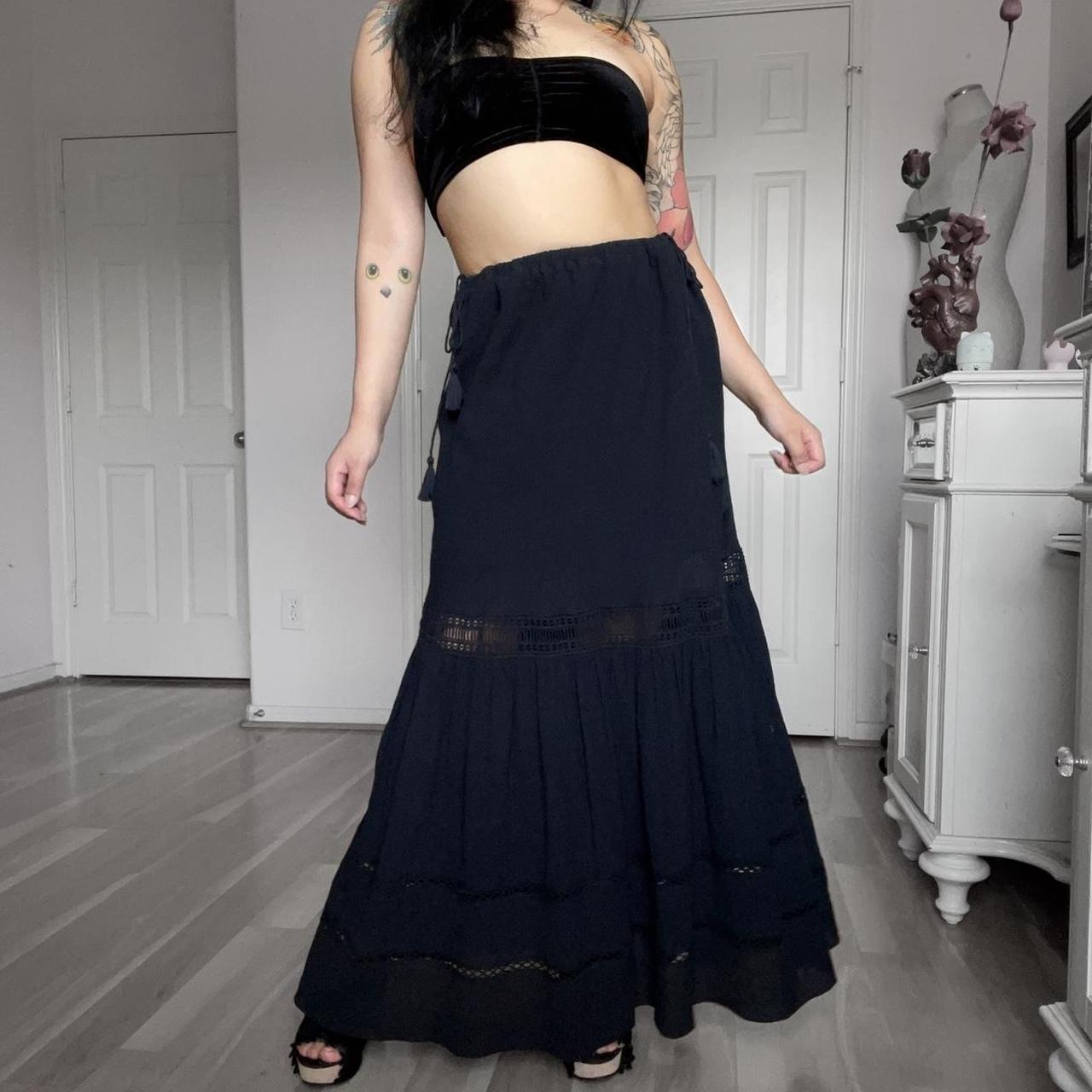 Vintage Whimsygoth Gothic Long Skirt Black Long Depop