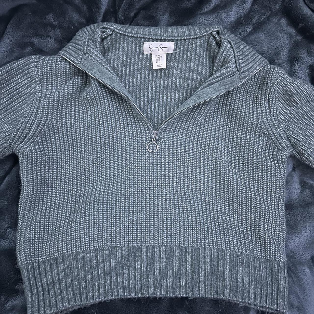 Sage Green Jessica Simpson Zip Up Sweater women's... - Depop