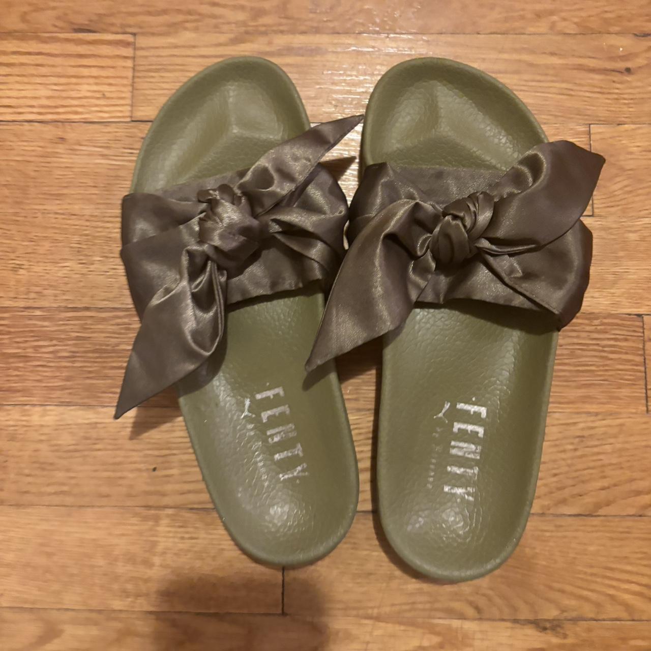 Green Fenty x Puma Slides Size Worn with stains Depop