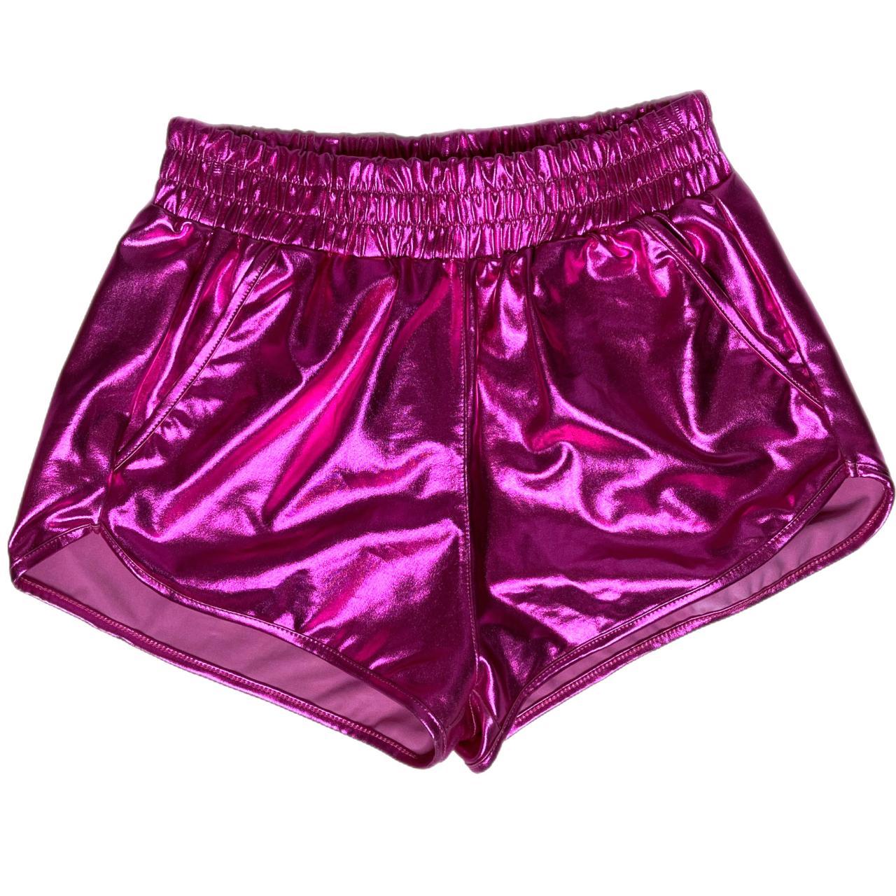 Shiny pink shorts online