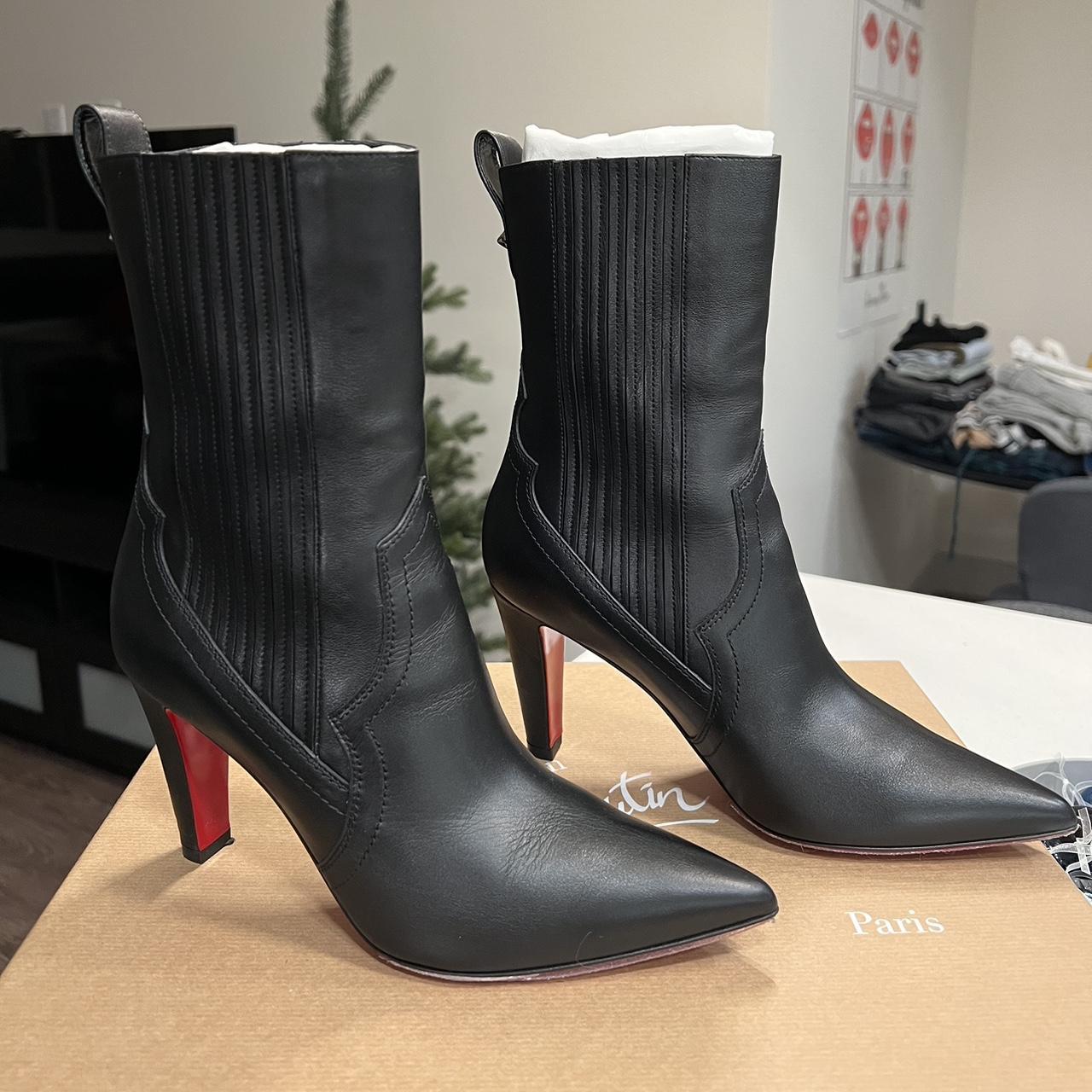 Christian Louboutin Women's Black and Red Boots | Depop