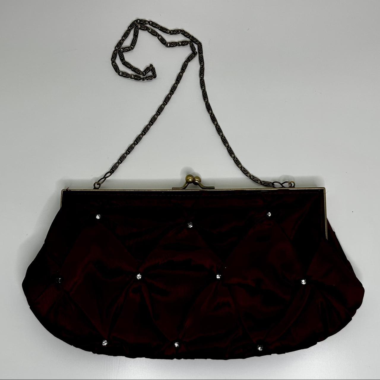 Beguiling Maroon Color Fancy Fabric Party Style Clutch Purses