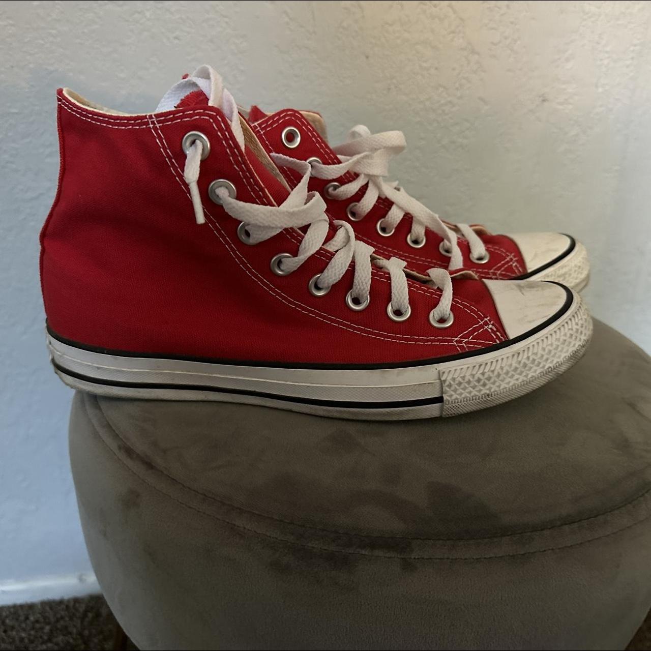 Red high top converse. It bit dirty, but only worn a... - Depop