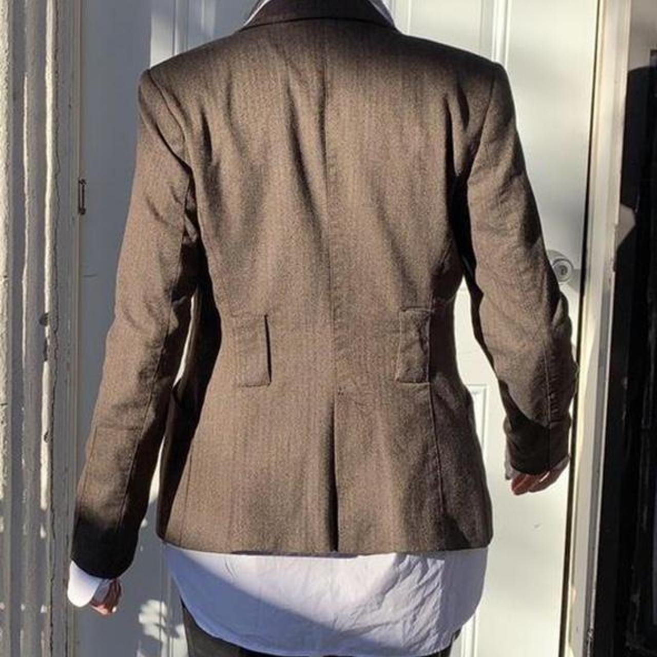 ZARA Basic Herringbone Pattern Fitted Brown Single... Depop