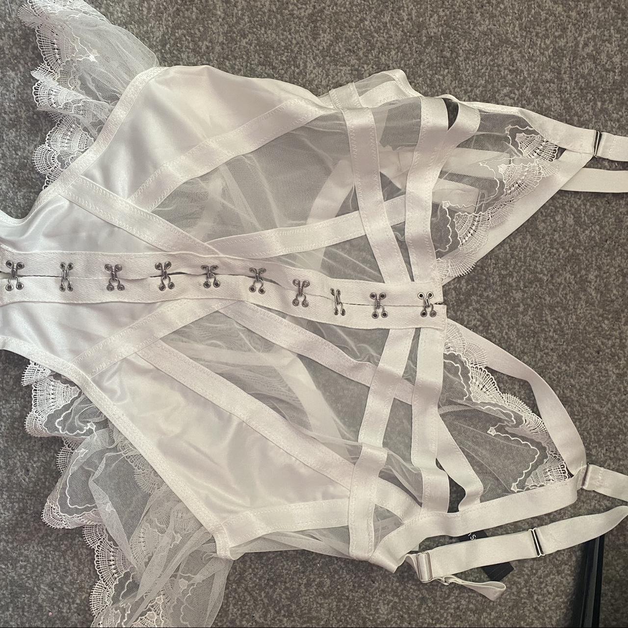Ann summers white crotchless teddy bodysuit size L... Depop