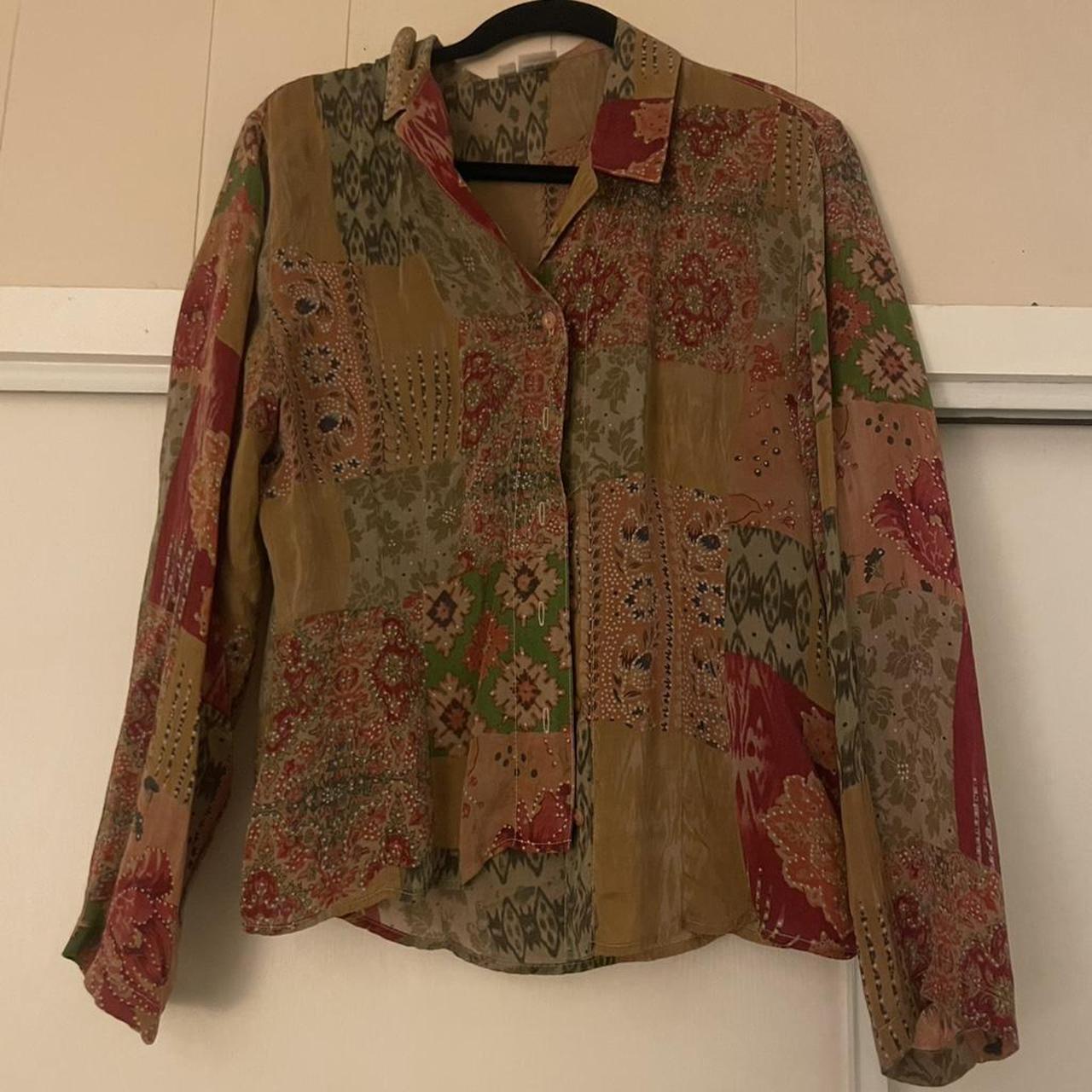 Women's Blouse - Multi - M – flowy patterned butt… - image 1