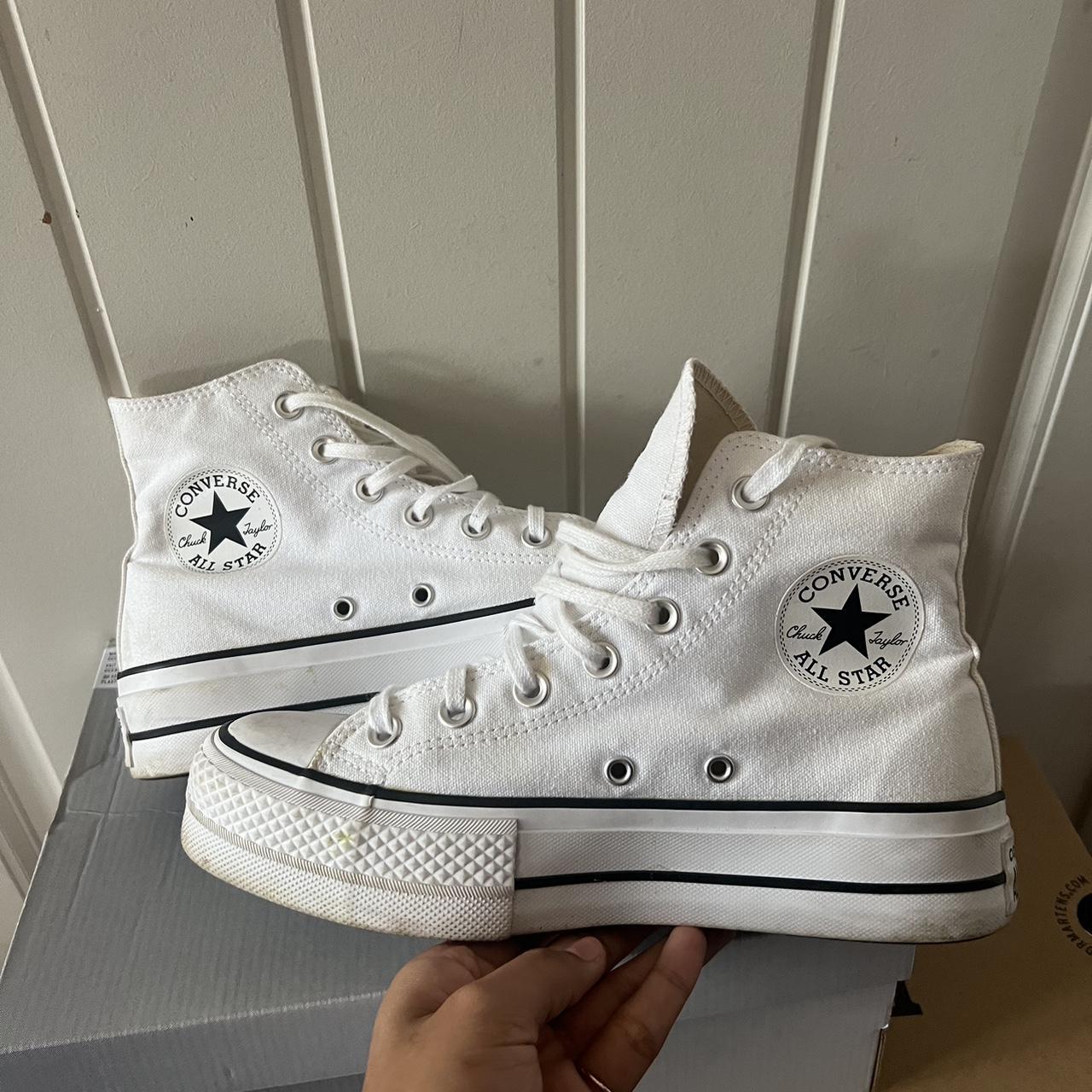 White Platform Converse basically in perfect... - Depop