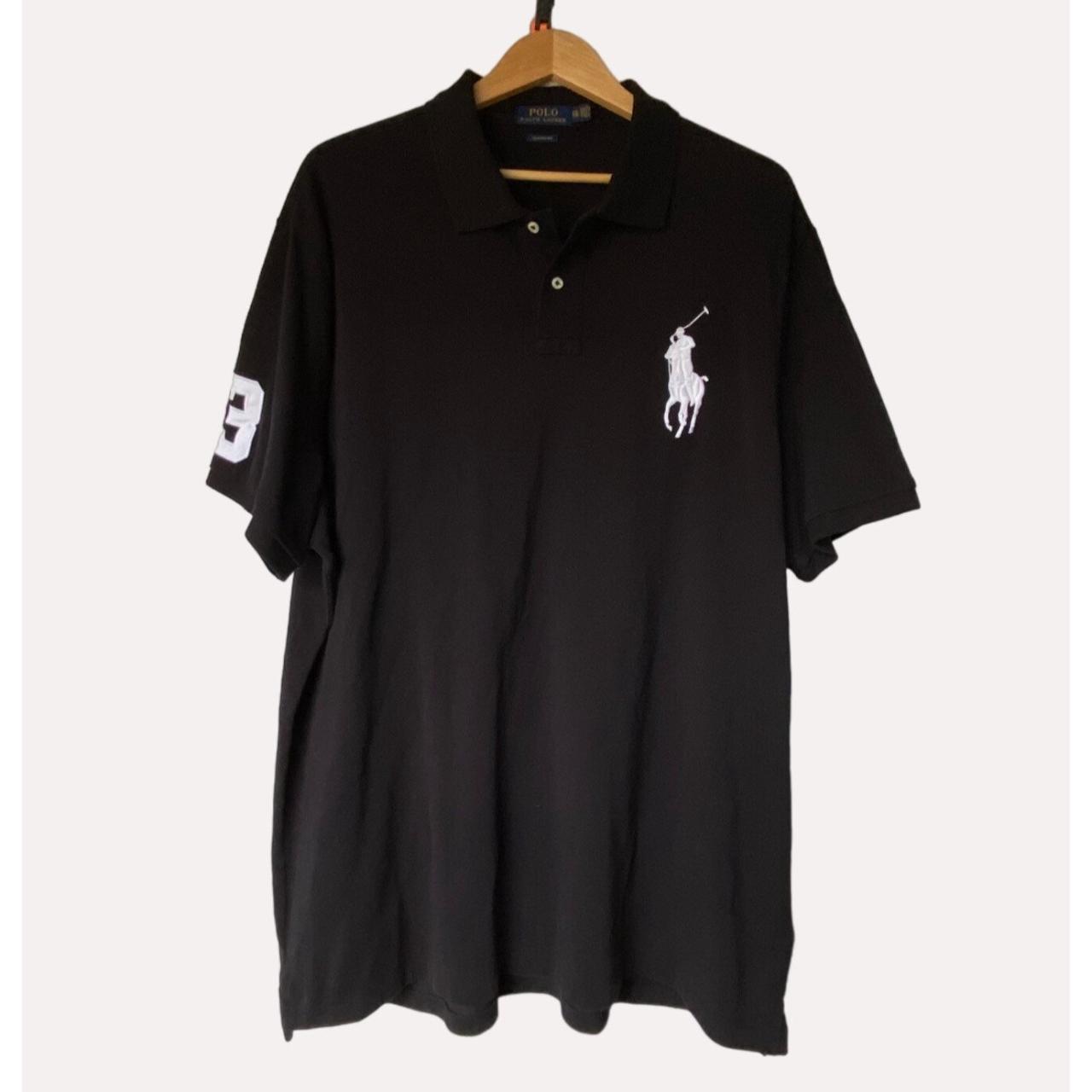 Polo Ralph Lauren big pony black white shirt size... - Depop