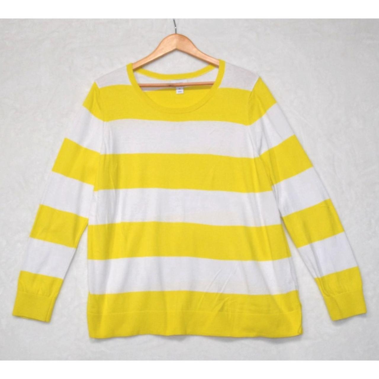Old Navy XXL neon yellow striped sweater bright plus... - Depop
