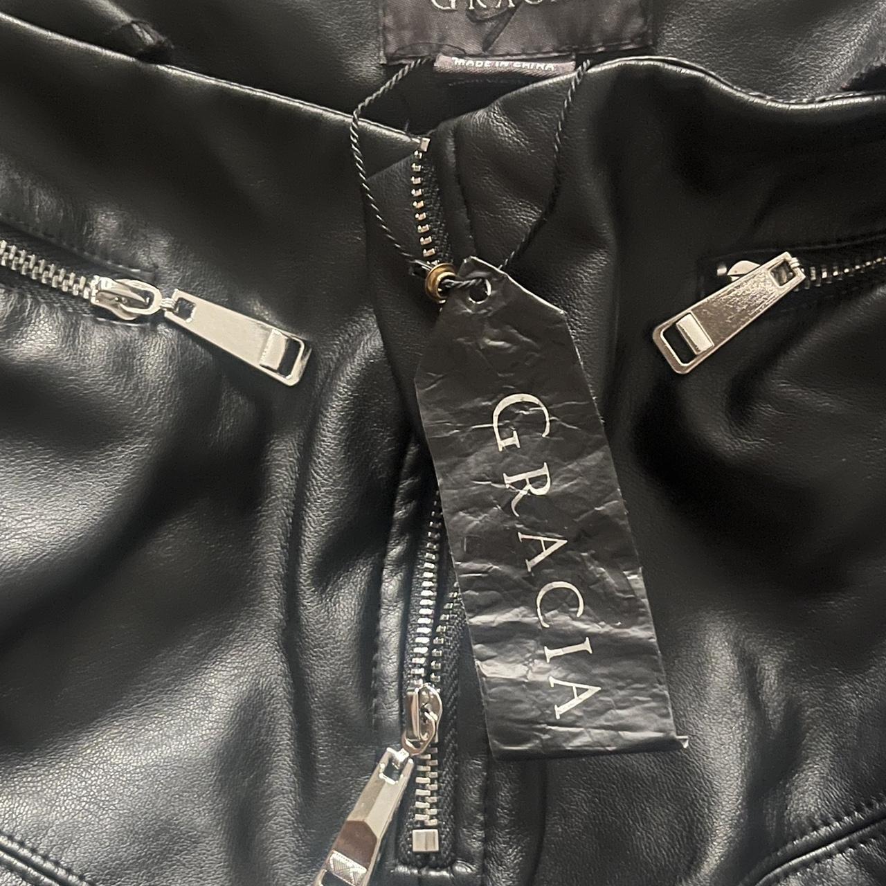 Never used, Garcia leather slim black pants Size M... Depop