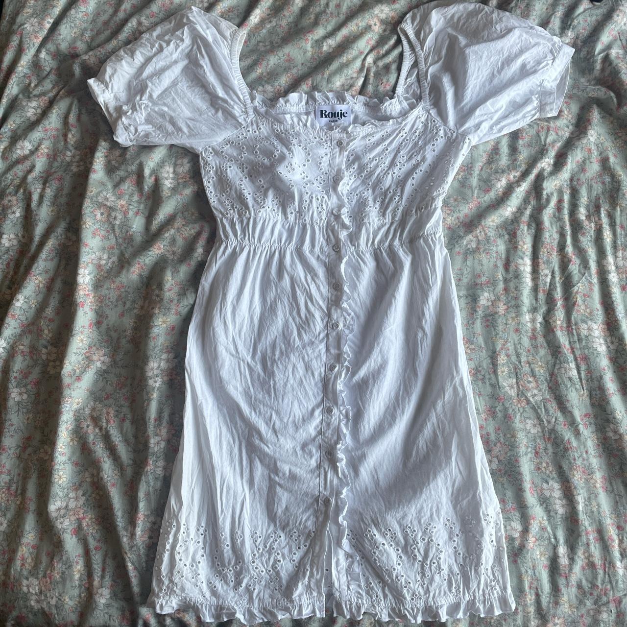 Rouje white cotton puff sleeve mini dress ooh La La... - Depop