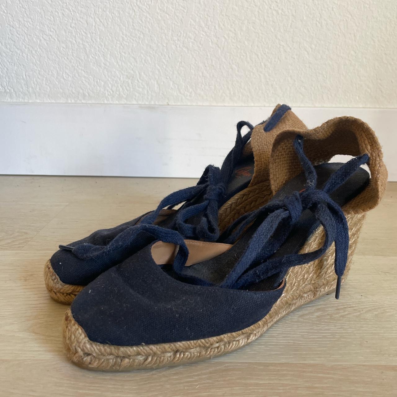 Navy Castaner espadrilles wedges size 37, fits US... - Depop