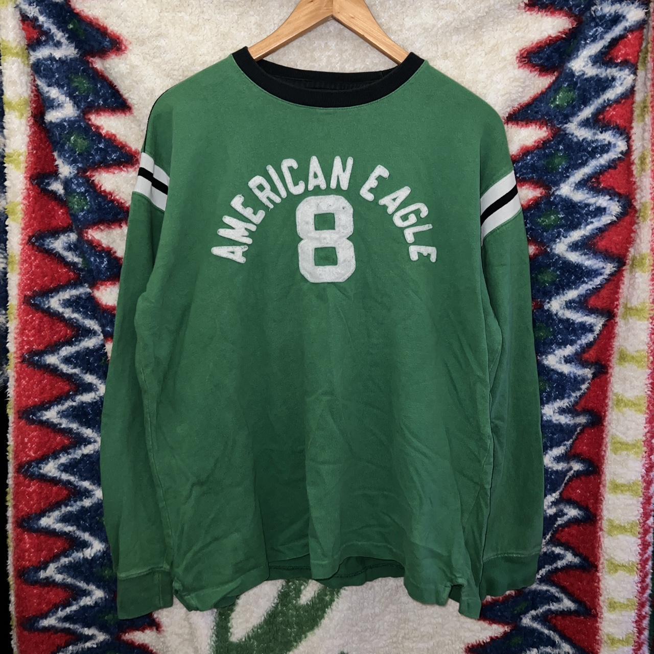 American Eagle Outfitters Men's Green and Black Sweatshirt | Depop