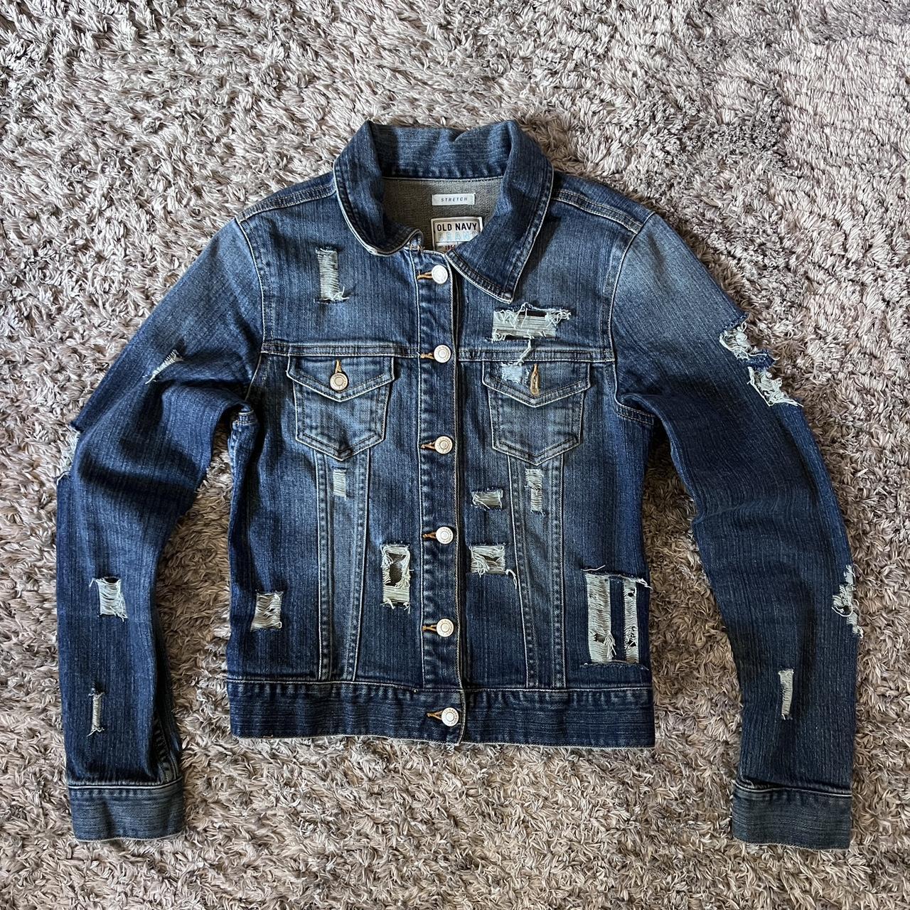 Vintage 90s old navy ripped Jean jacket Super high... - Depop