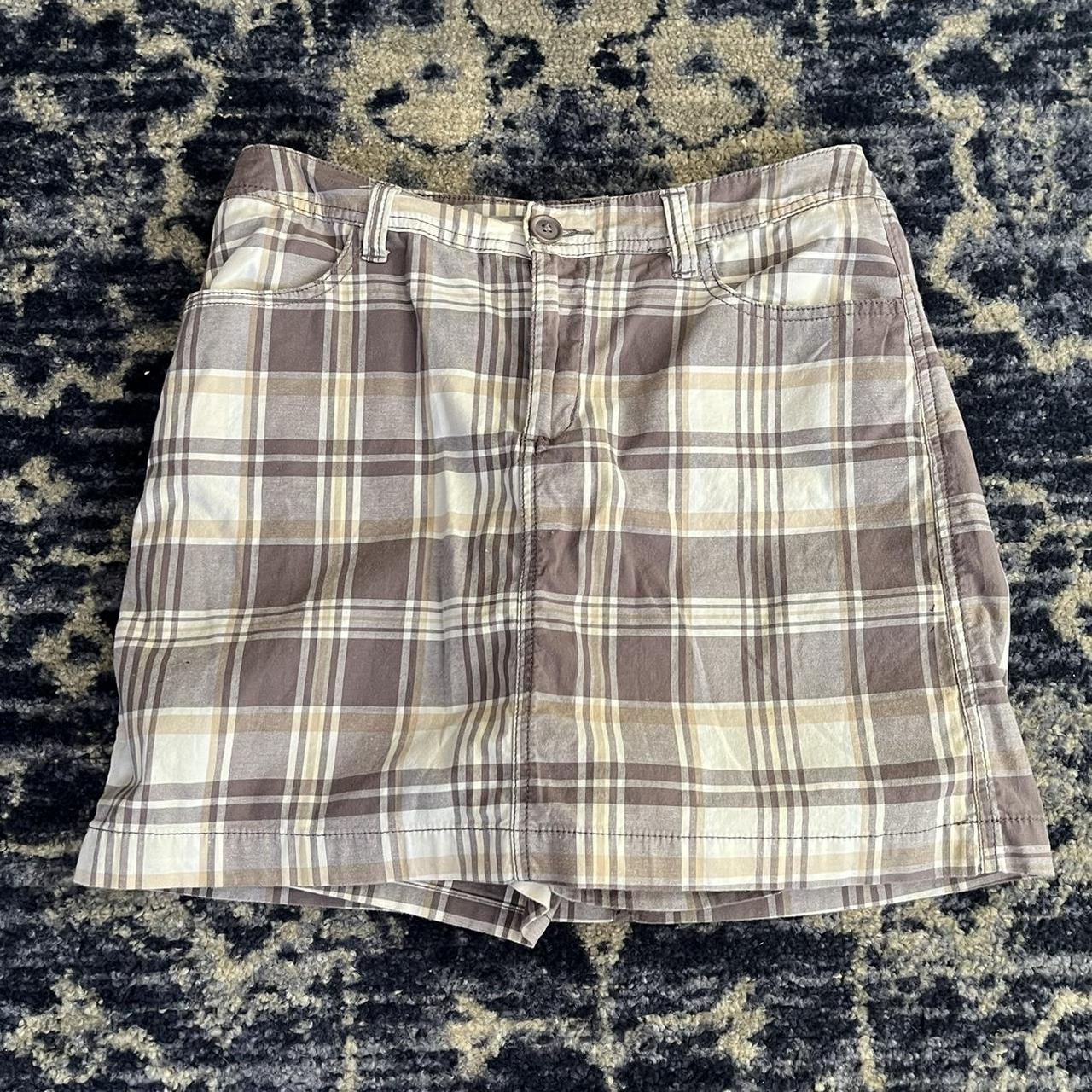 st. john’s bay brown plaid skort! so cute just a... - Depop