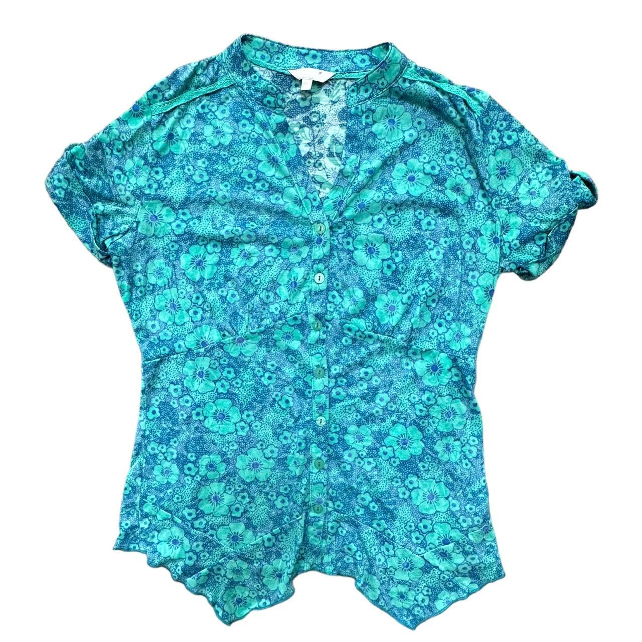 Women's Blue and Green Blouse | Depop