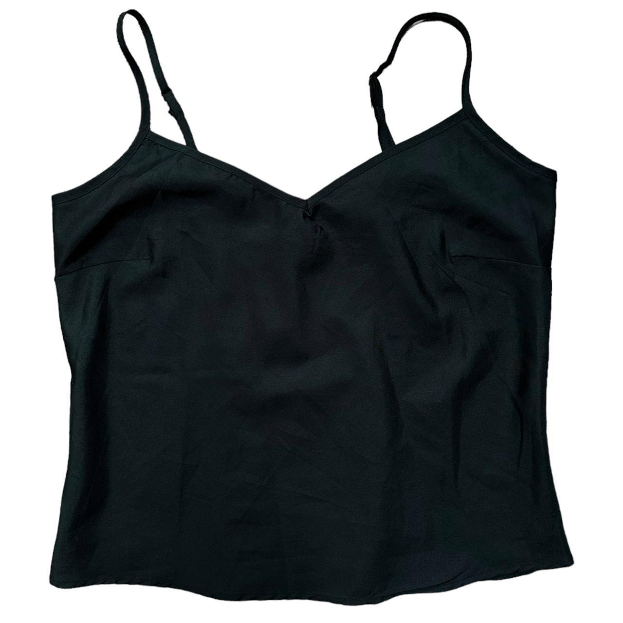 Y2k 2000s black satin v neck cropped camisole Would... - Depop