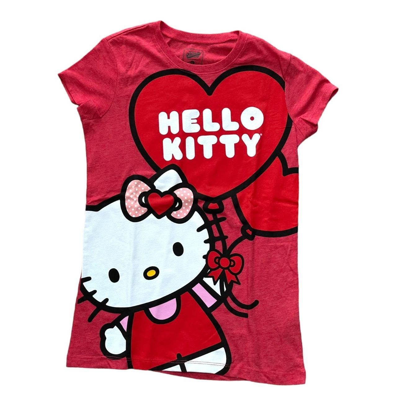 2000s mcbling Hello Kitty red graphic print T-shirt... - Depop