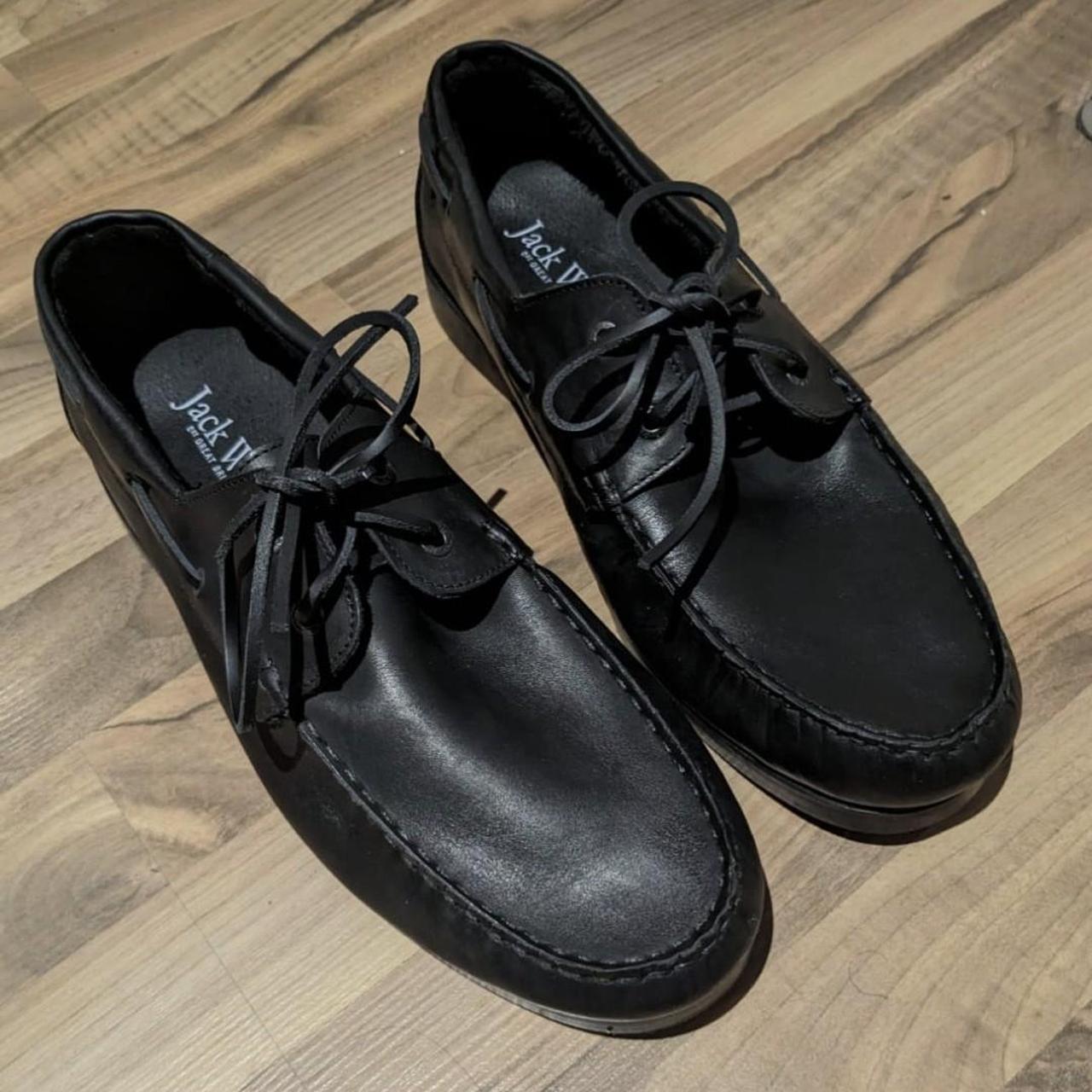 Brand new black leather shoes. A gift to me but in... - Depop