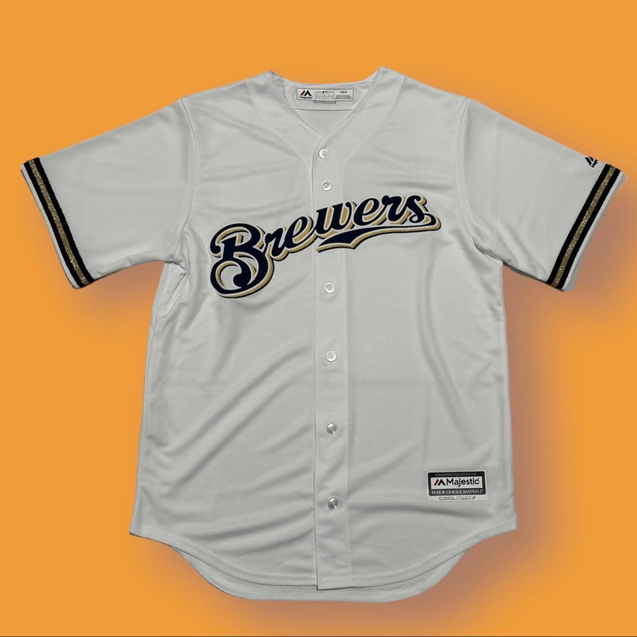 Men's Milwaukee Brewers Majestic Gray Team Official Jersey