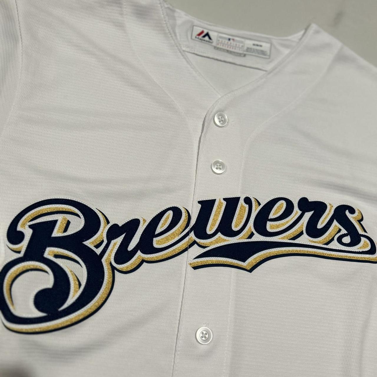 Men's Milwaukee Brewers Majestic White Home Official Cool Base Jersey