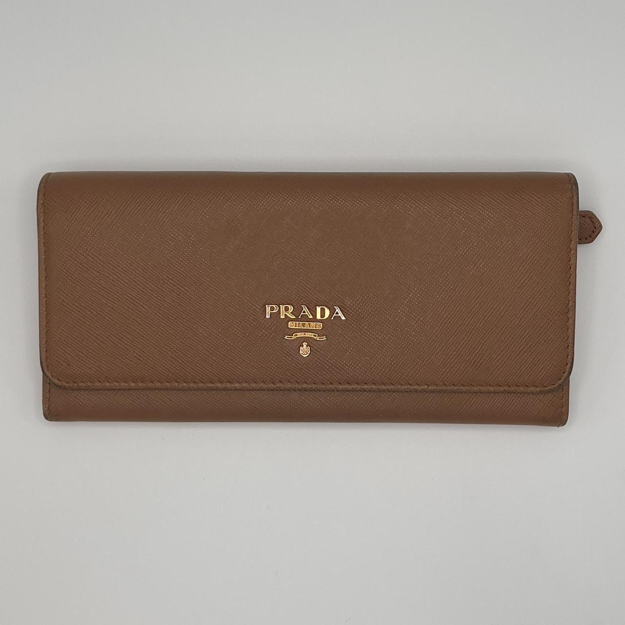 Prada wallet brown best sale