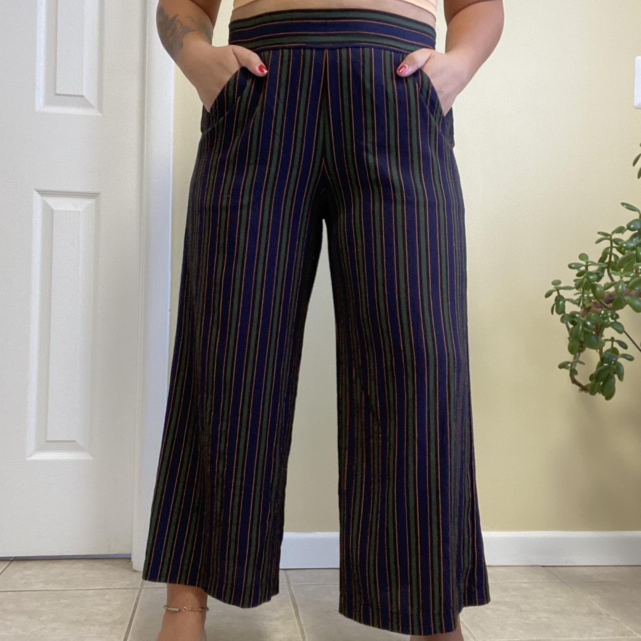 Navy striped hot sale palazzo pants