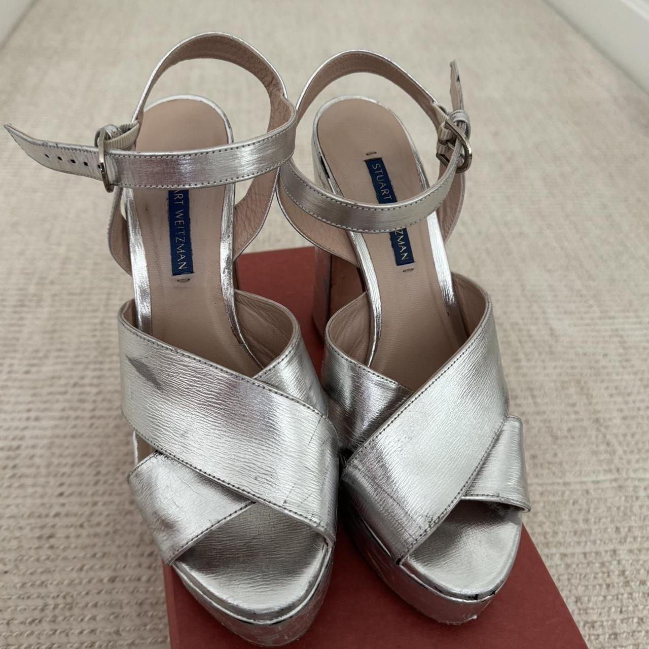 Stuart weitzman silver platform sandals online