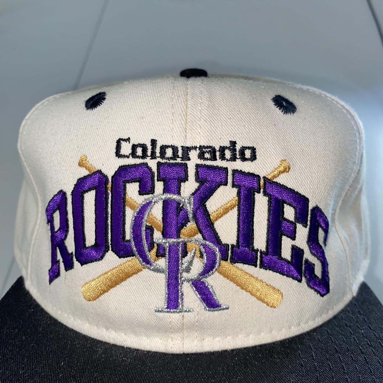 Vintage Colorado Rockies Snapback Hat #1 Apparel MLB Black