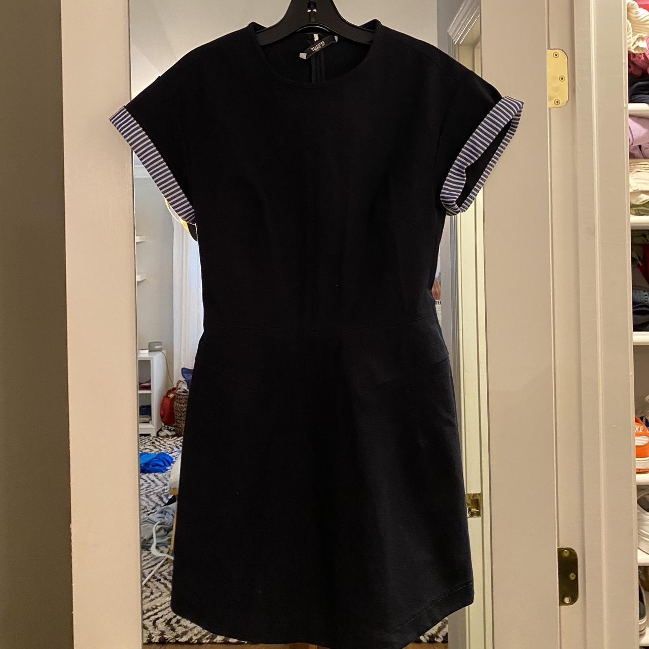 Derek Lam 10 Crosby navy mini dress with striped... - Depop