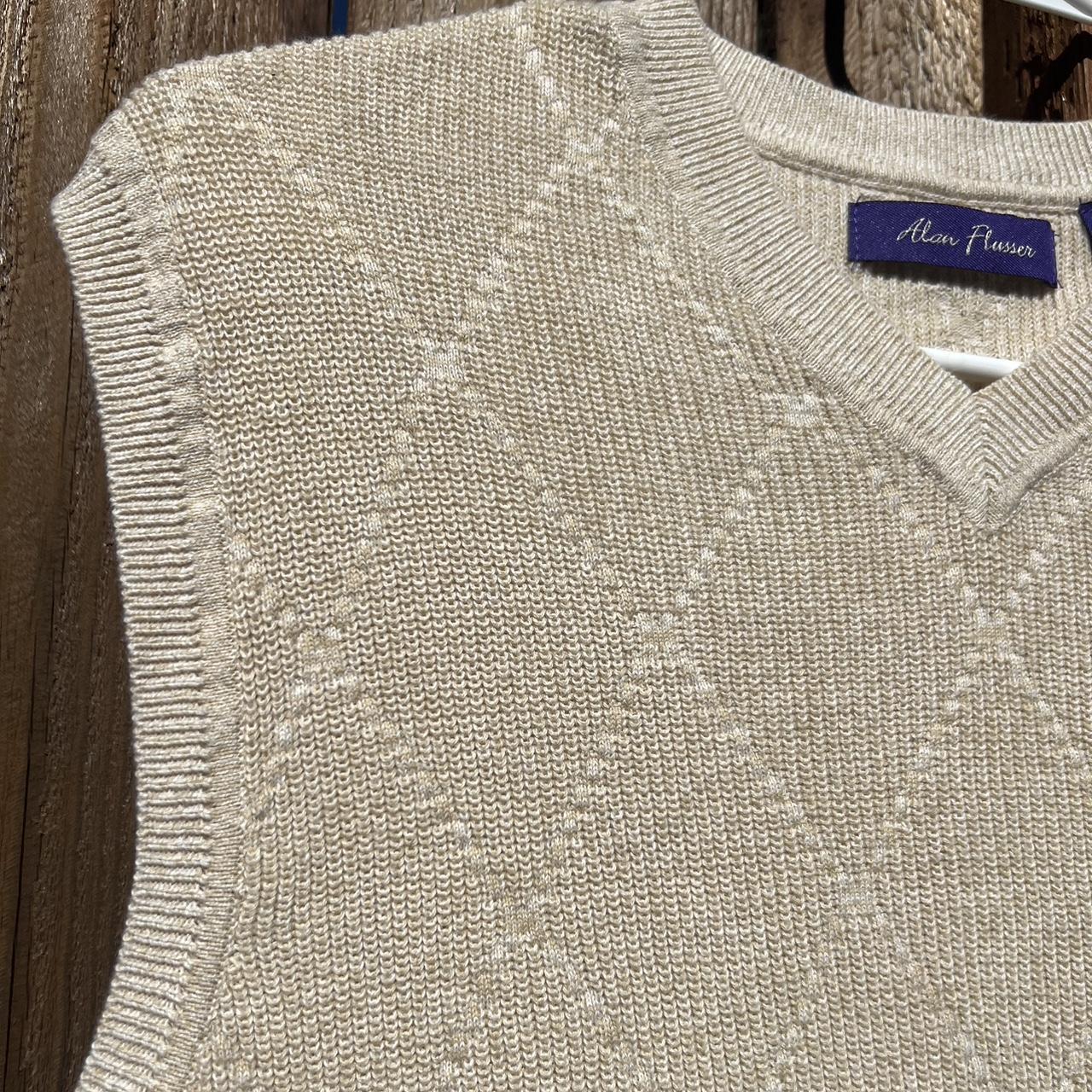cream sweater vest with crisscross pattern size... Depop