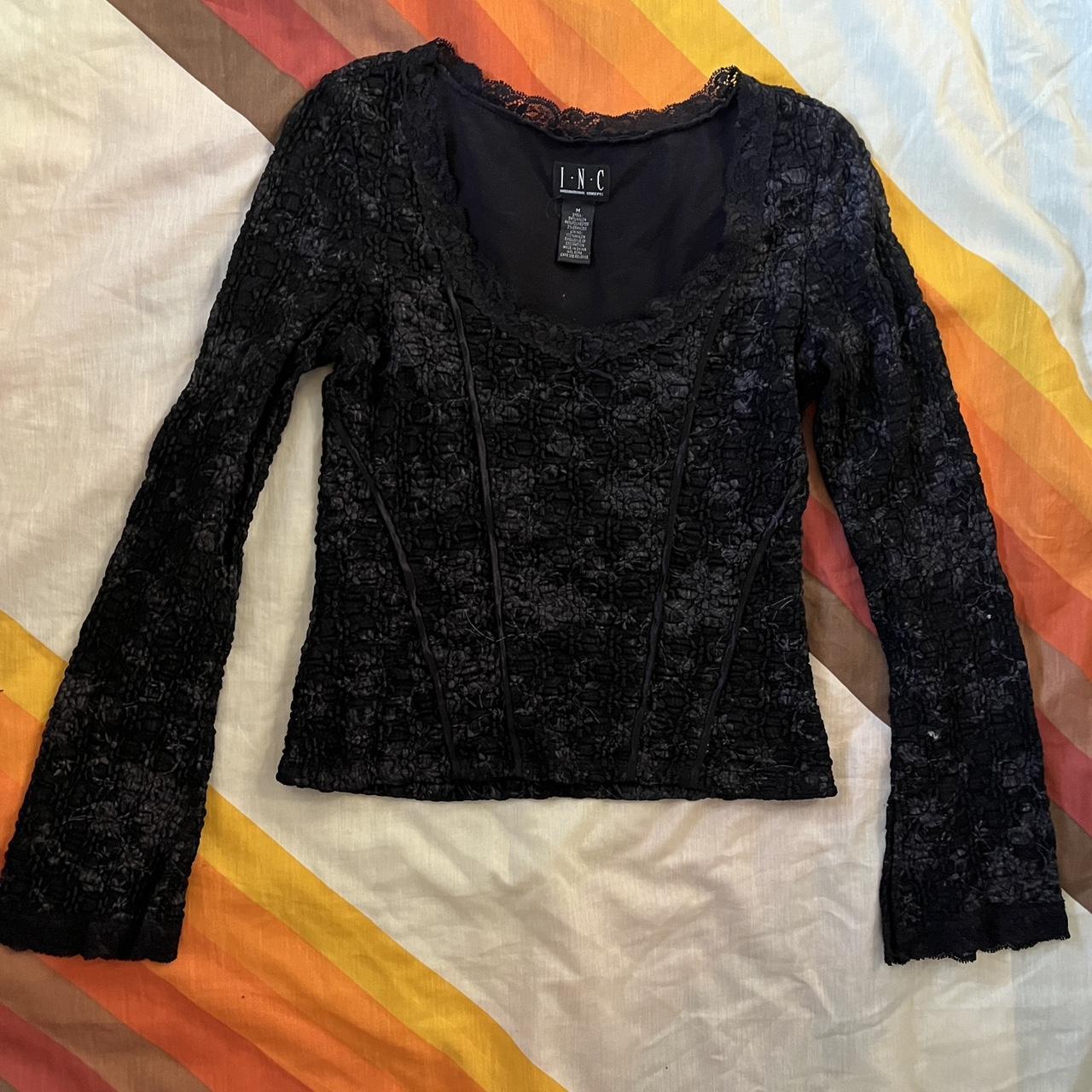 INC International Concepts Women's Black and Grey Shirt