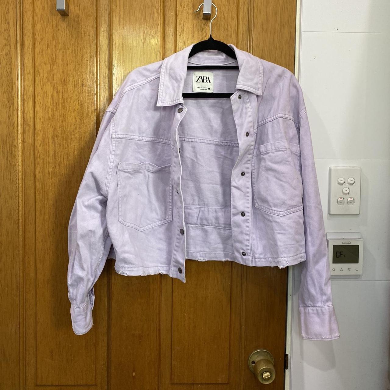 zara lilac cropped denim jacket. size XS worn once Depop
